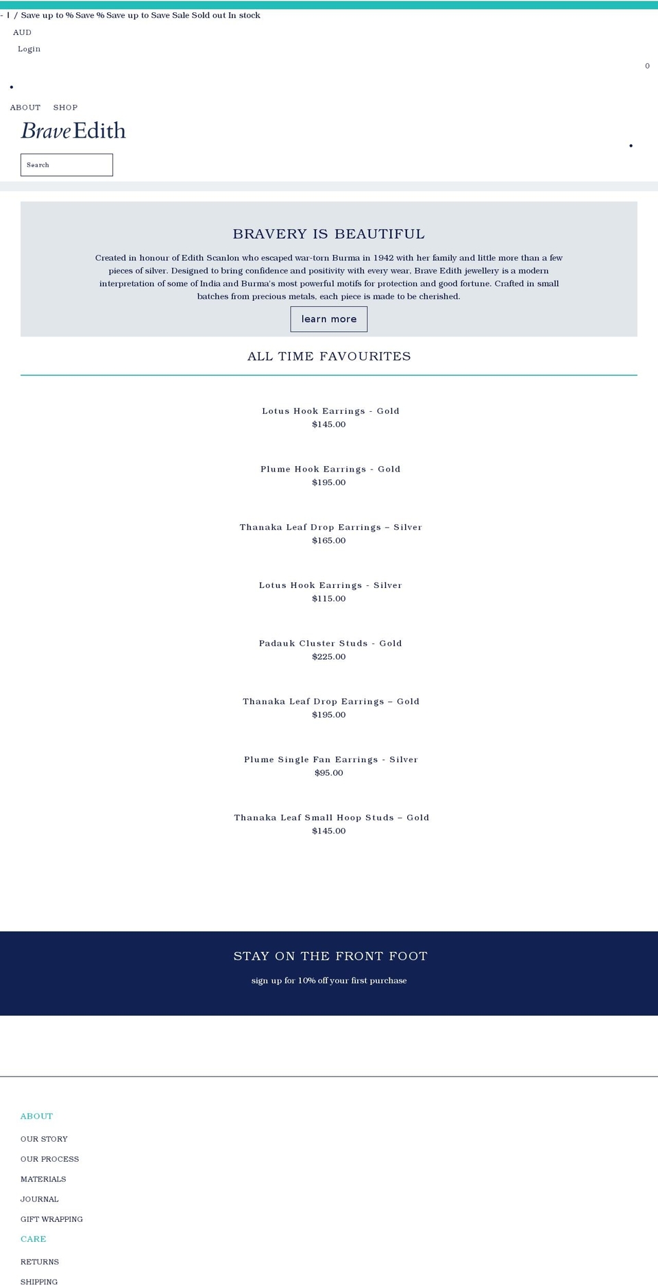 braveedith.com shopify website screenshot