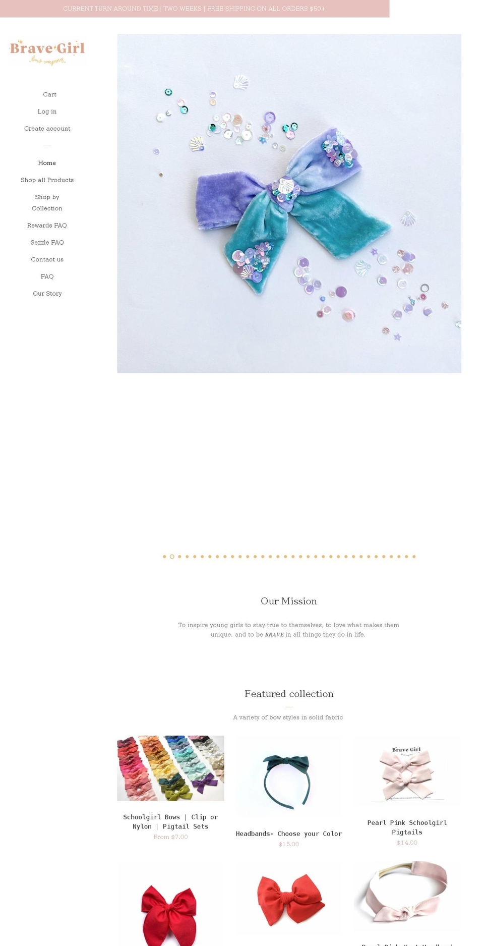 bravegirlbowcompany.com shopify website screenshot