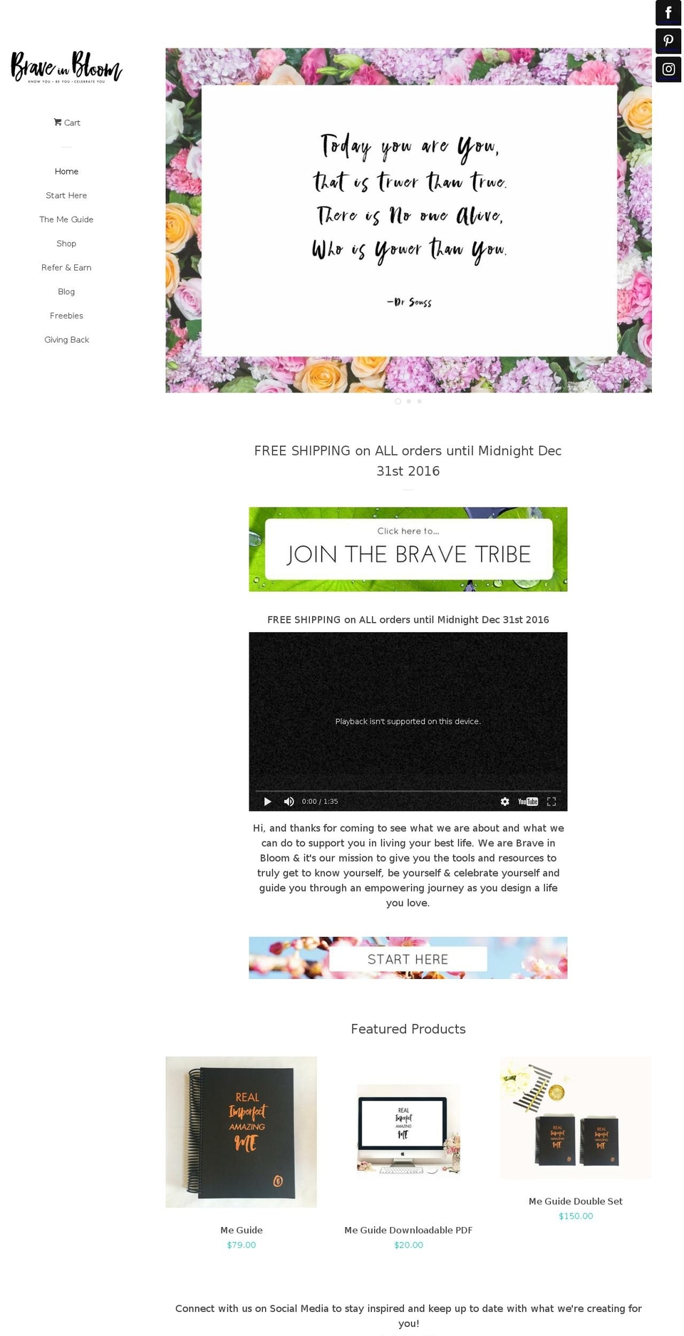 braveinbloom.com shopify website screenshot
