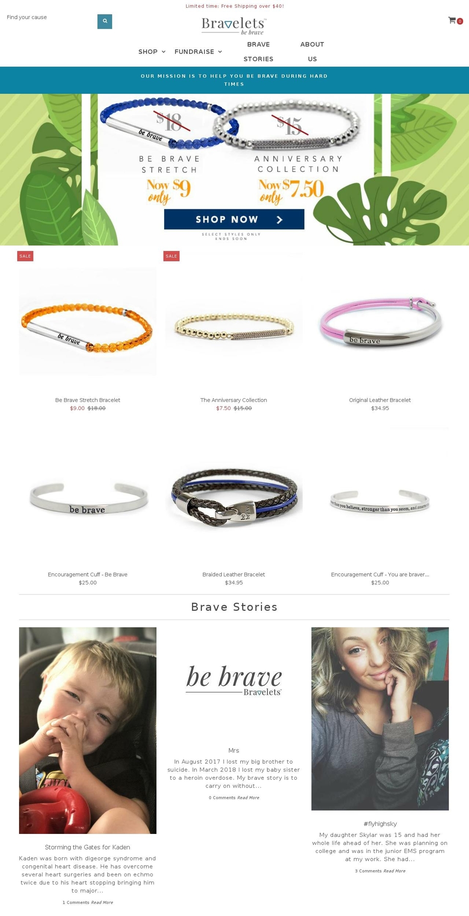 SH - Cart \u0026 Banner Edit - SV 19 Mar 18 Shopify theme site example bravelets.com