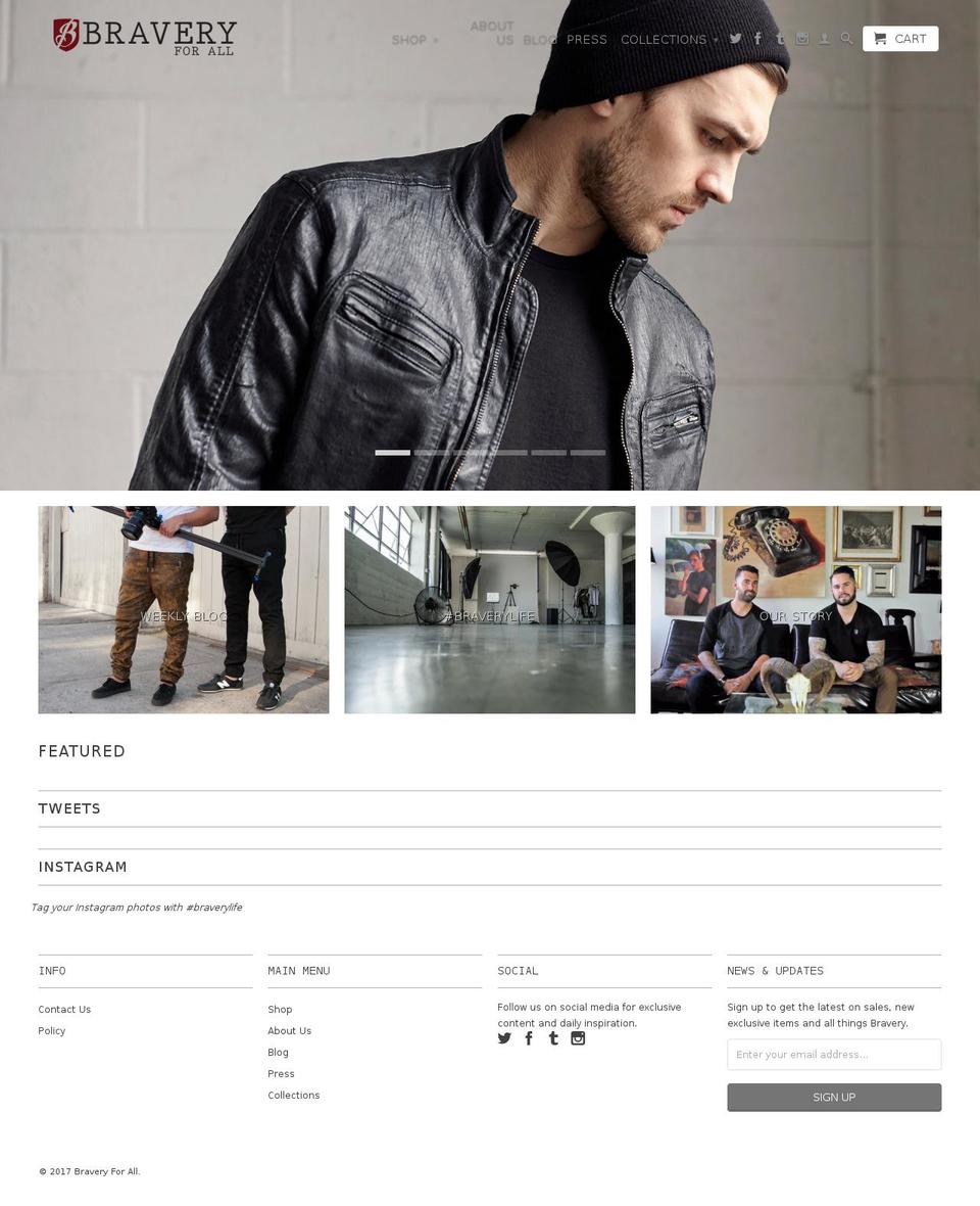 braveryclothing.com shopify website screenshot
