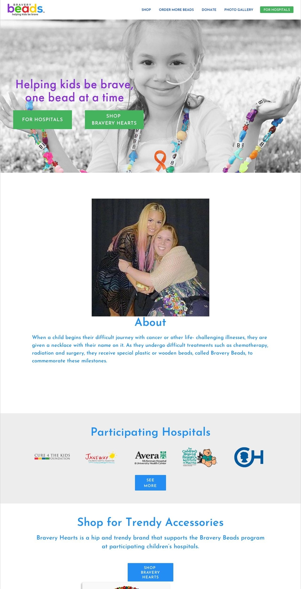 braveryhearts.com shopify website screenshot