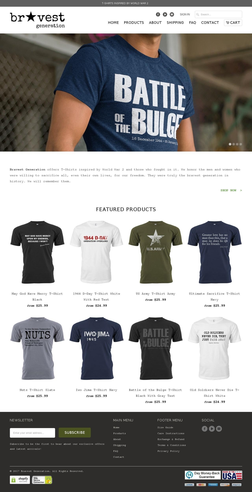 bravestgeneration.com shopify website screenshot