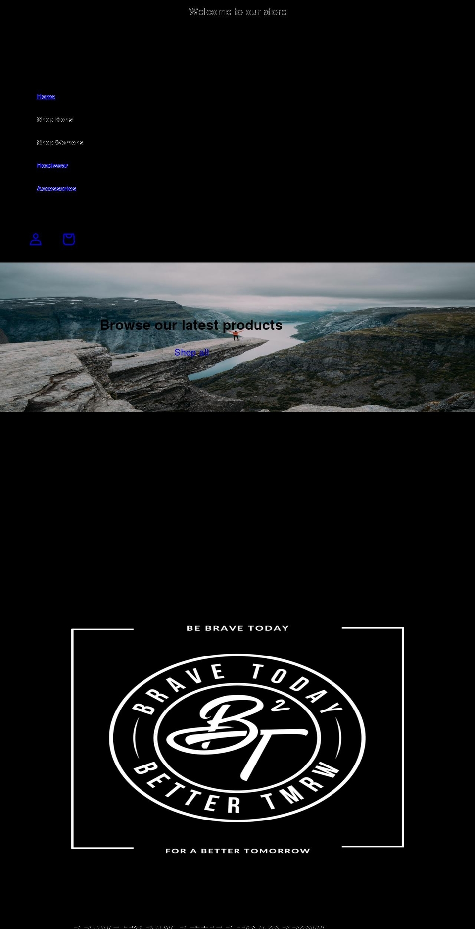 bravetodaybettertmrw.com shopify website screenshot