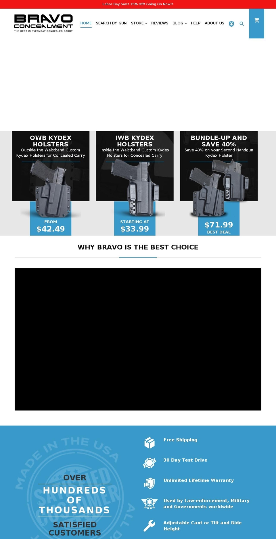 bravoconcealmentholsters.com — Shopify storefront screenshot