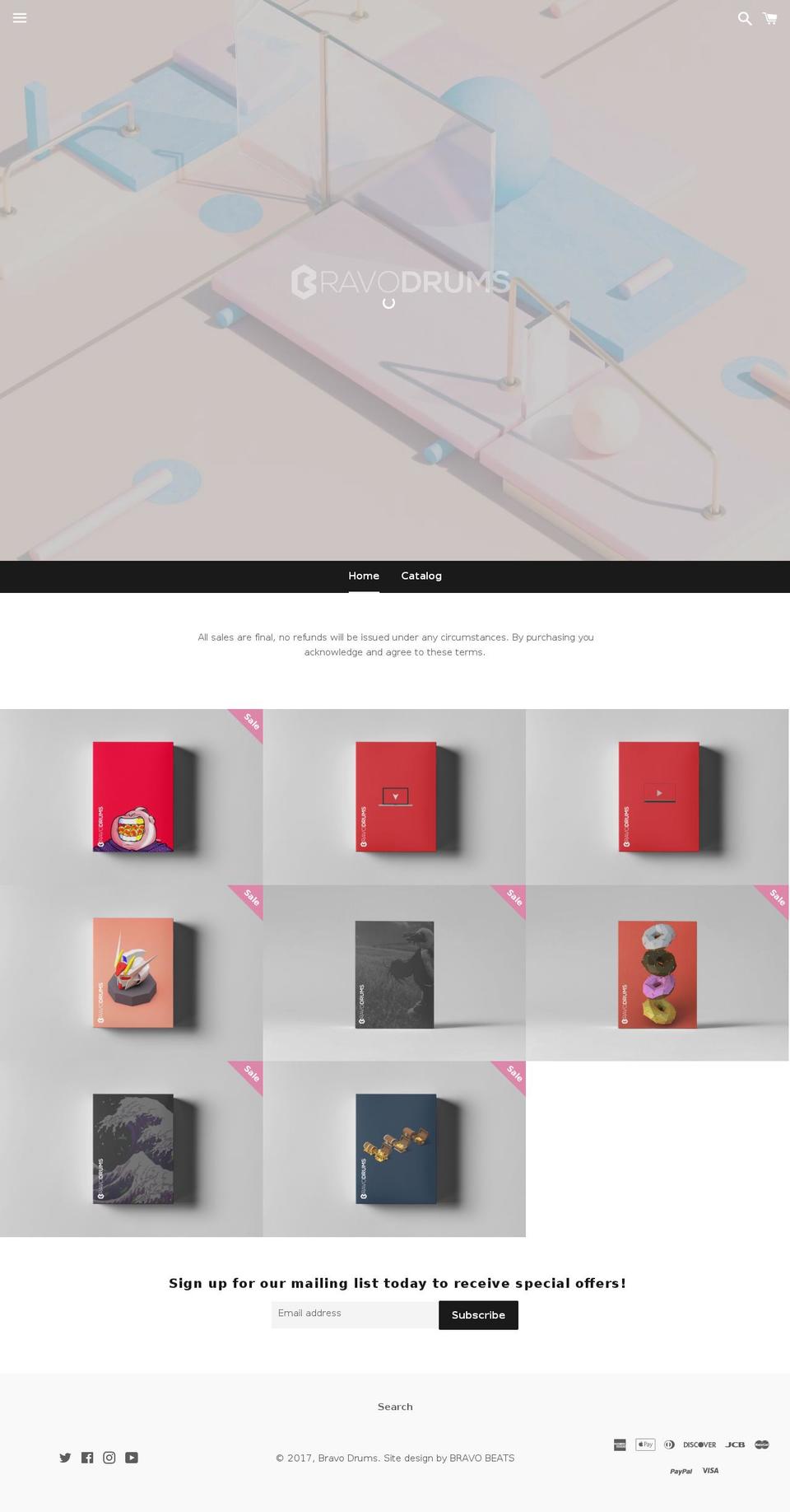 bravodrums.com shopify website screenshot