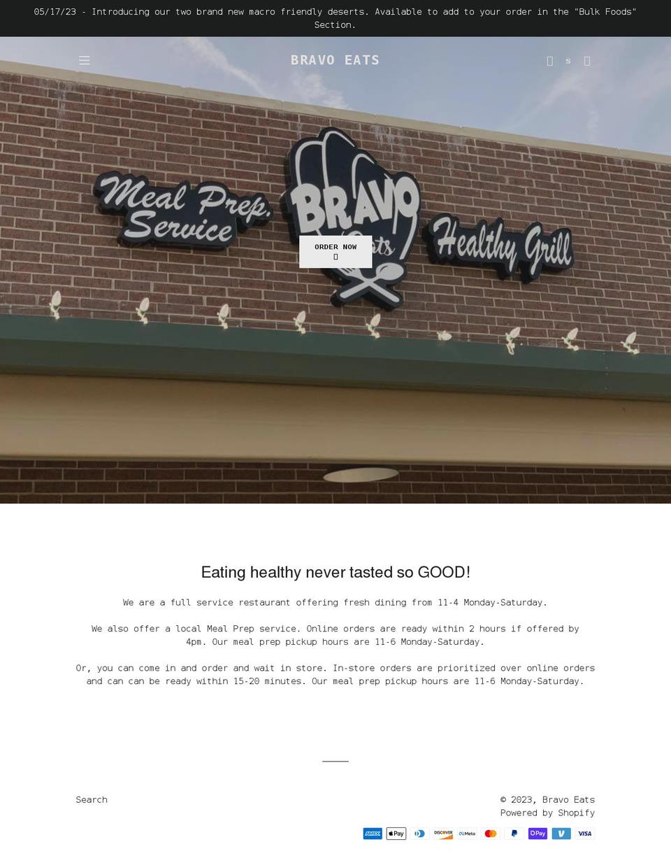 bravoeats.com — Shopify storefront screenshot