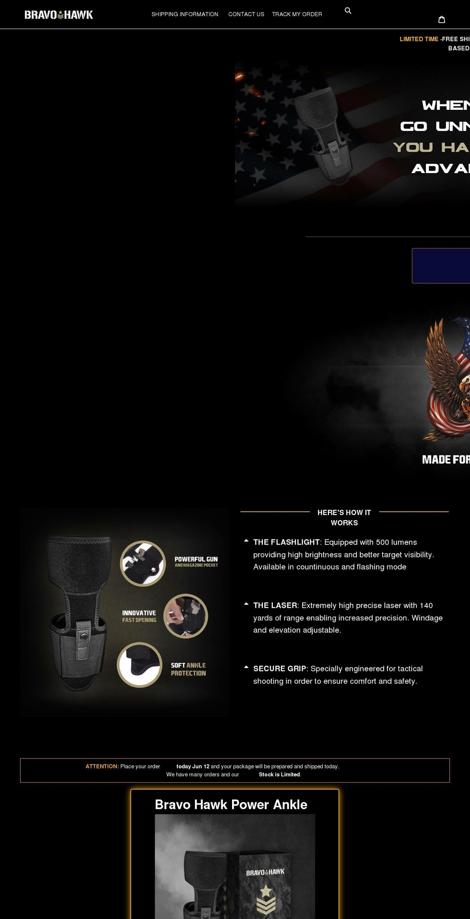 bravohawk.com shopify website screenshot