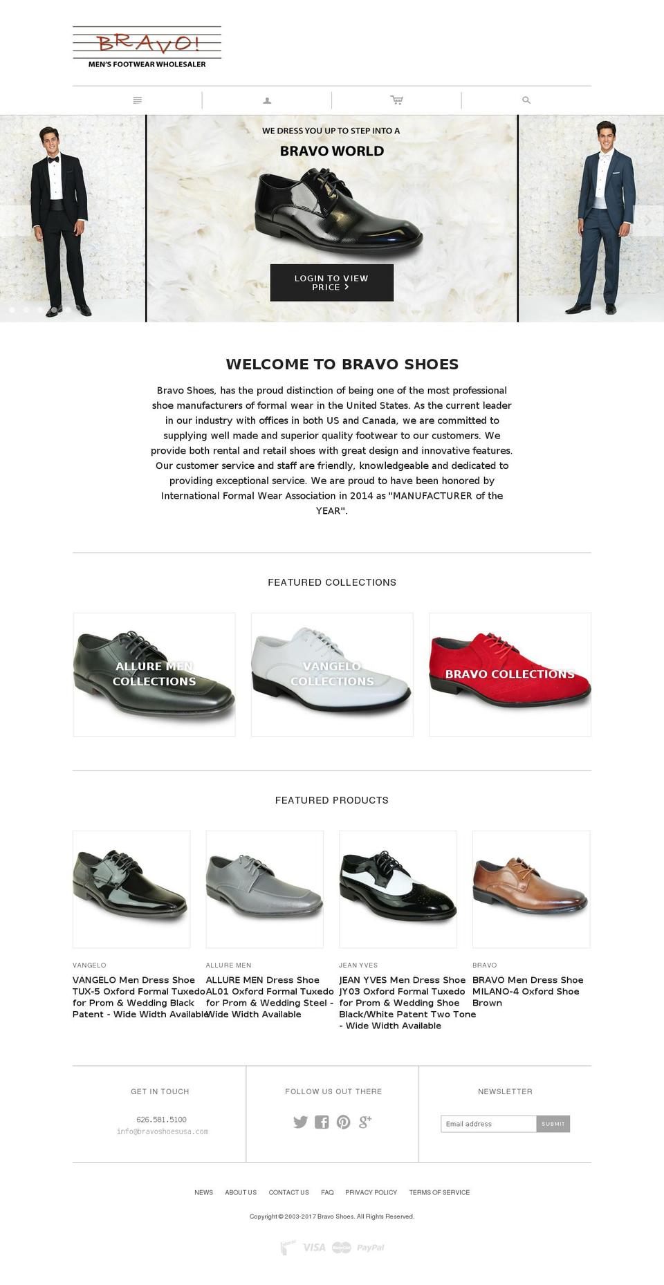 bravoshoesusa.com shopify website screenshot