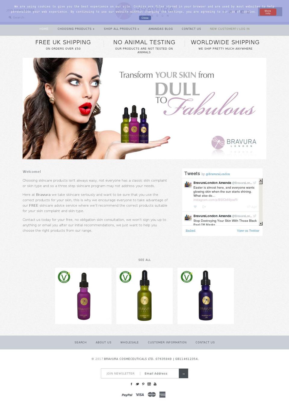 bravuralondon.com shopify website screenshot