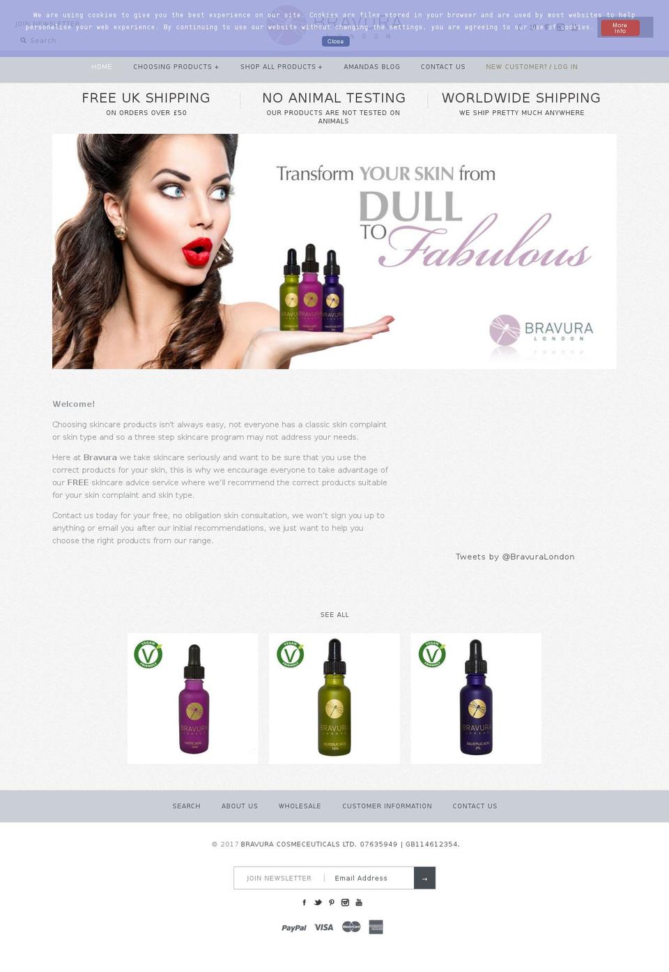 bravuralondon.net shopify website screenshot