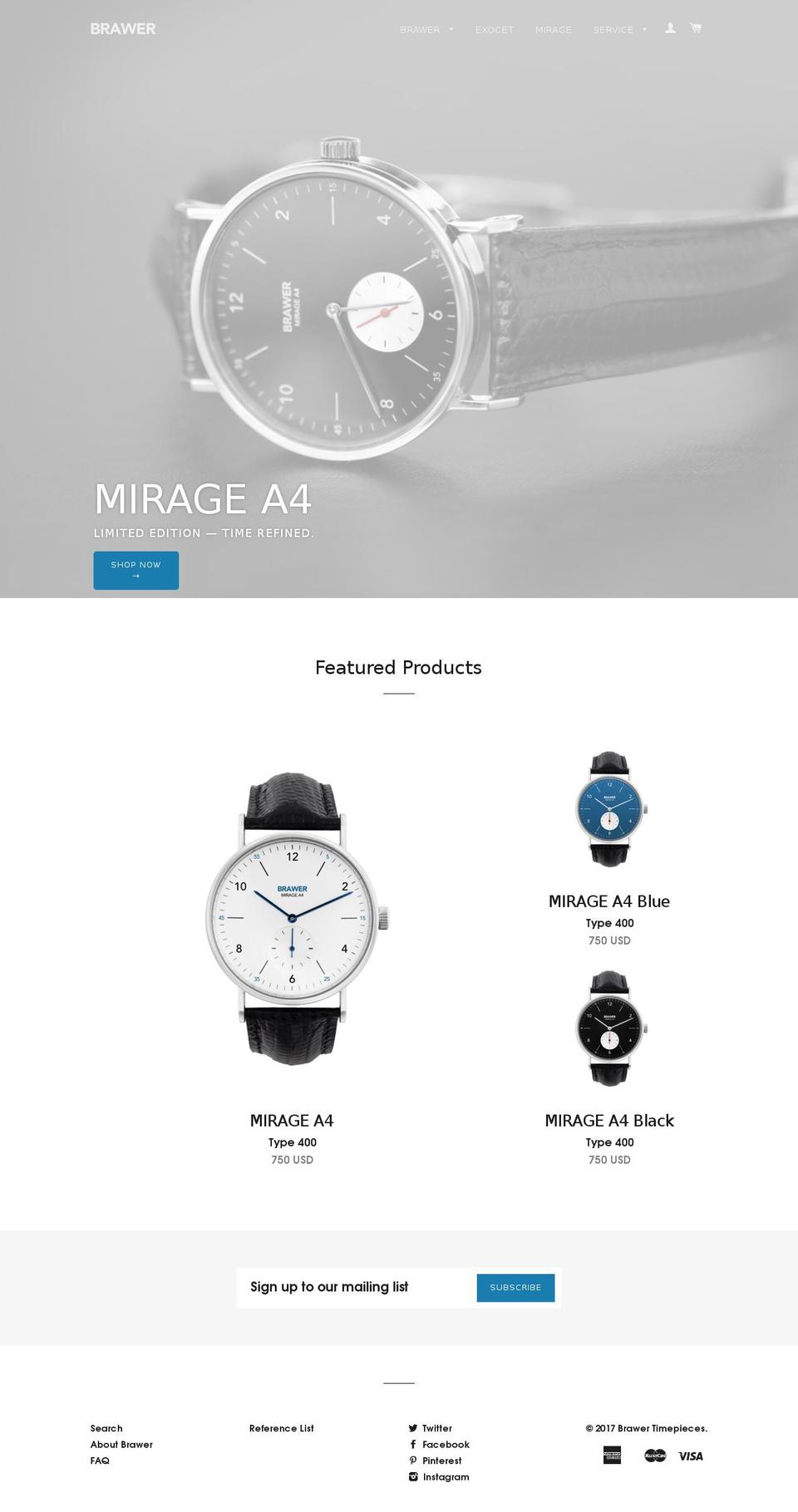 brawertimepieces.com shopify website screenshot