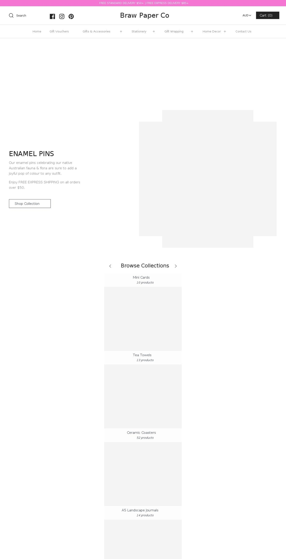 brawpaperco.com.au shopify website screenshot
