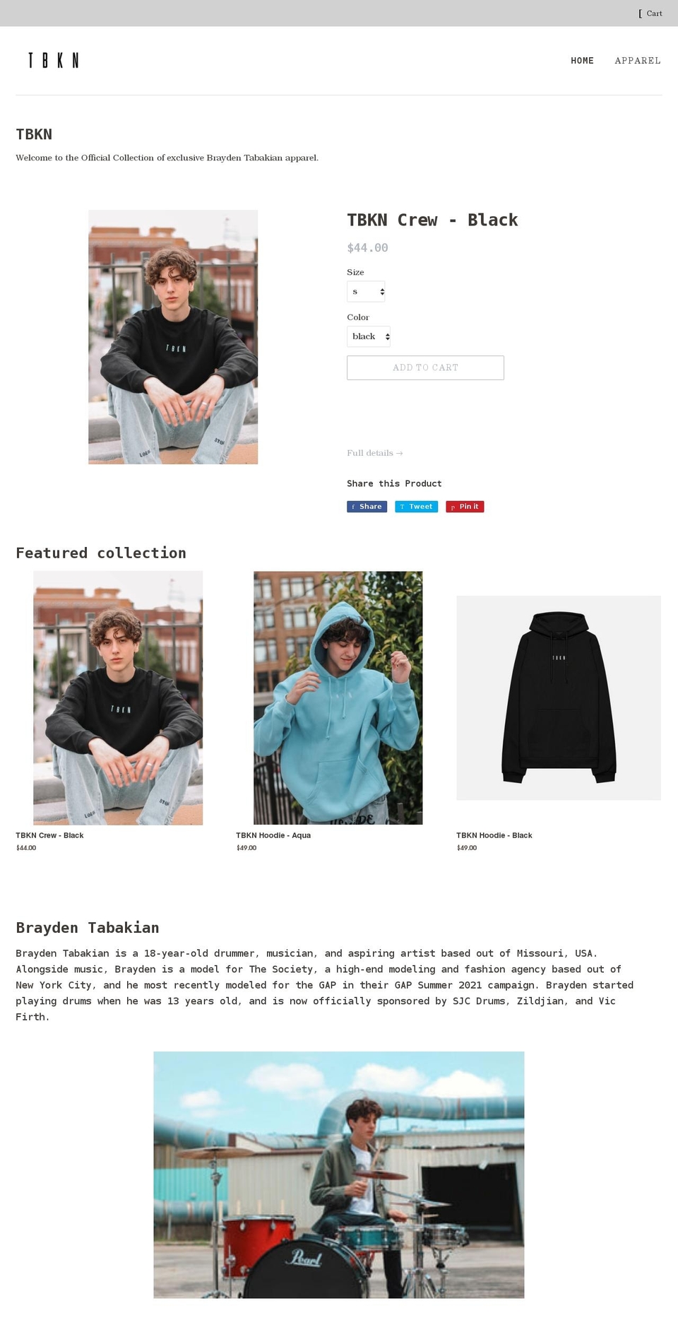 braydentabakian.com shopify website screenshot