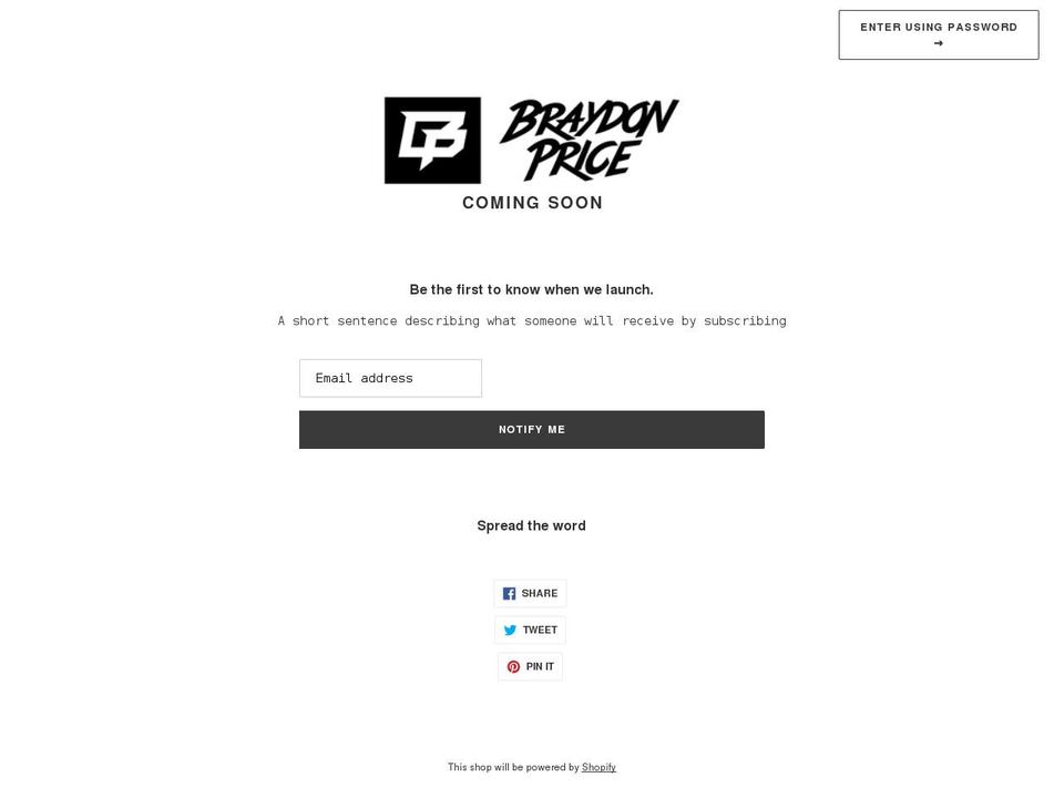 braydonprice.com shopify website screenshot