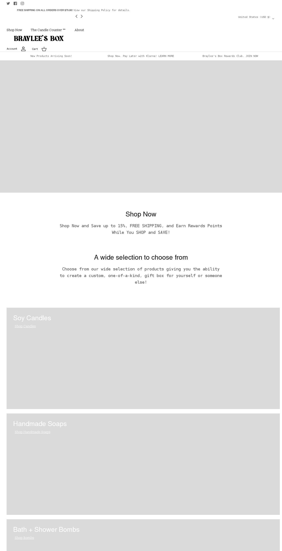 brayleesbox.com shopify website screenshot