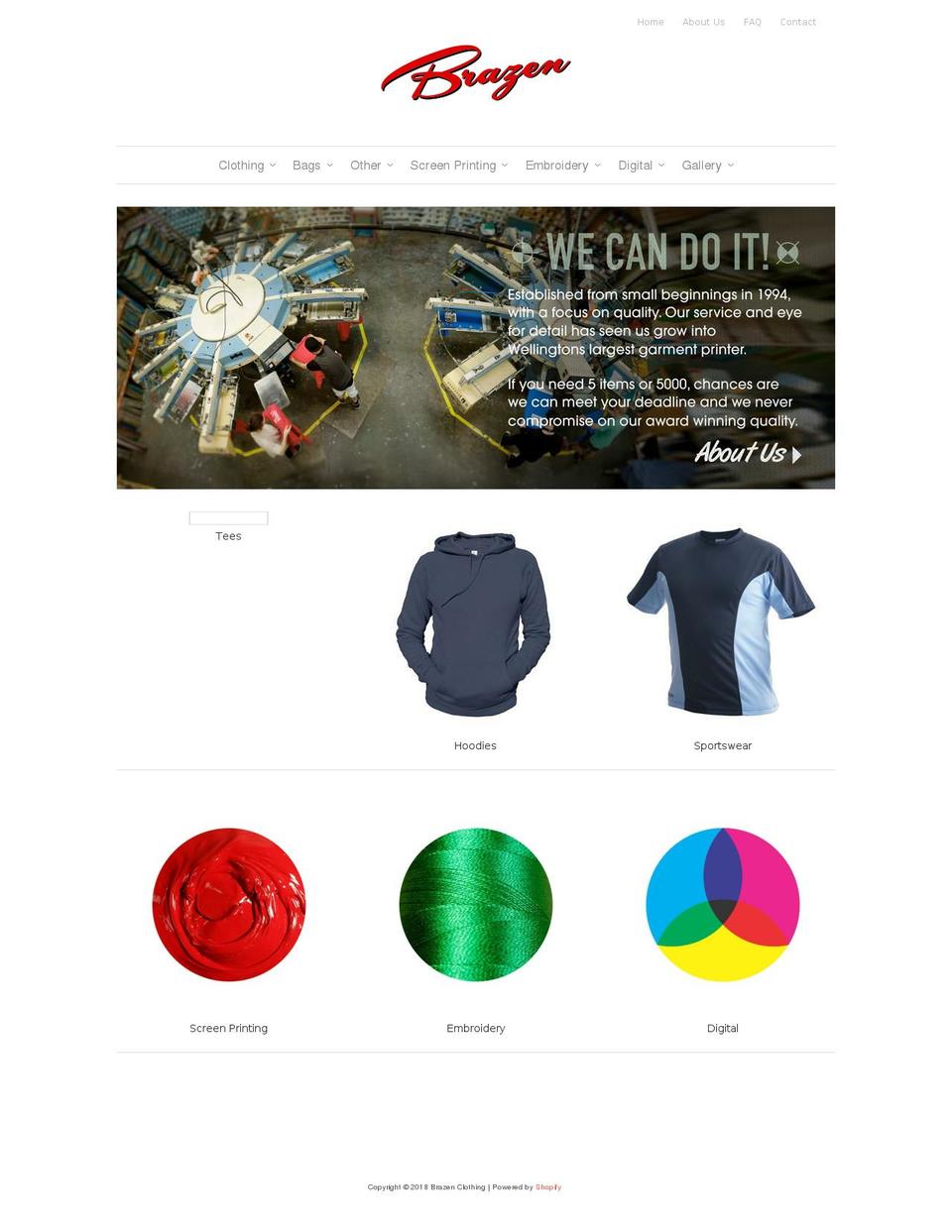 brazenshirts.co.nz shopify website screenshot