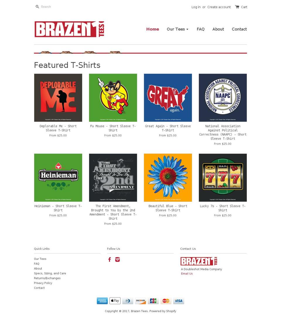brazentees.com shopify website screenshot