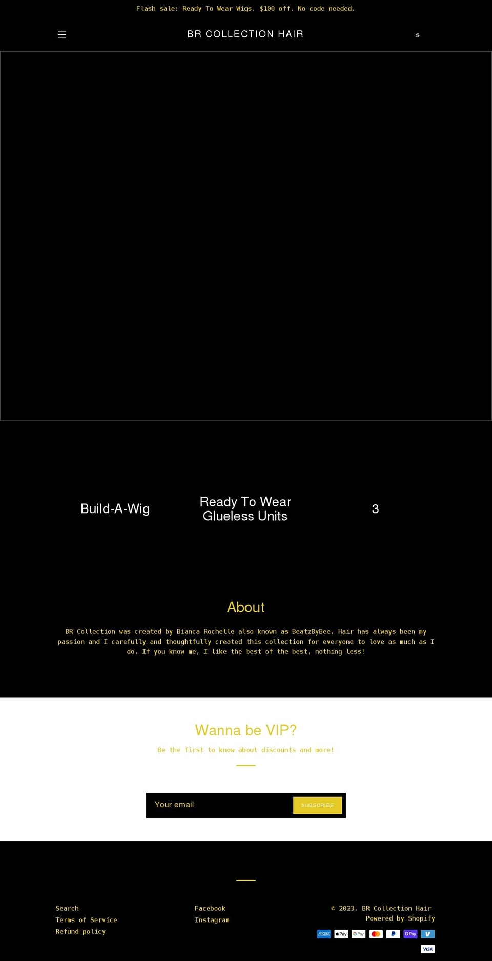 brcollectionhair.com shopify website screenshot