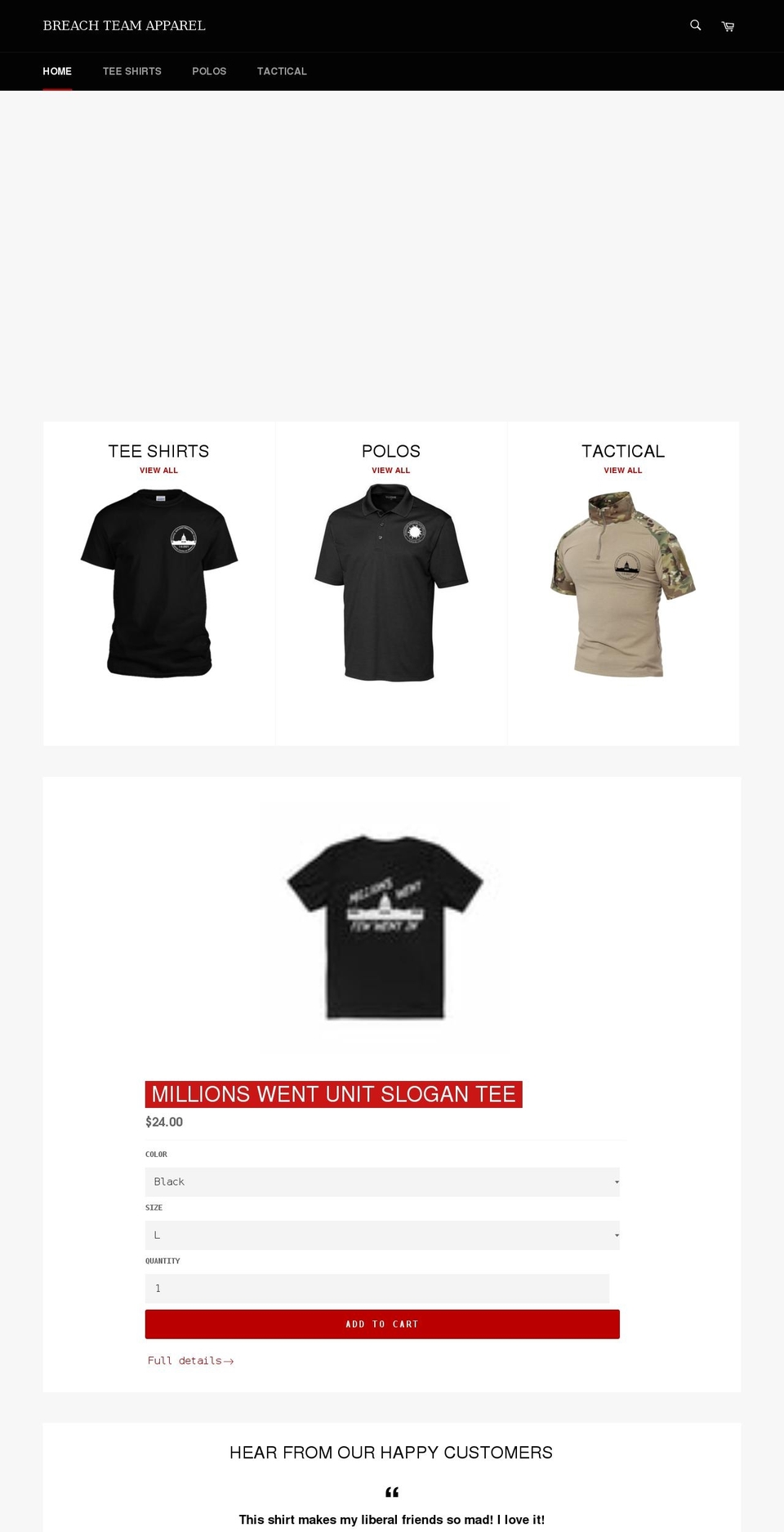 breachteamapparel.com shopify website screenshot