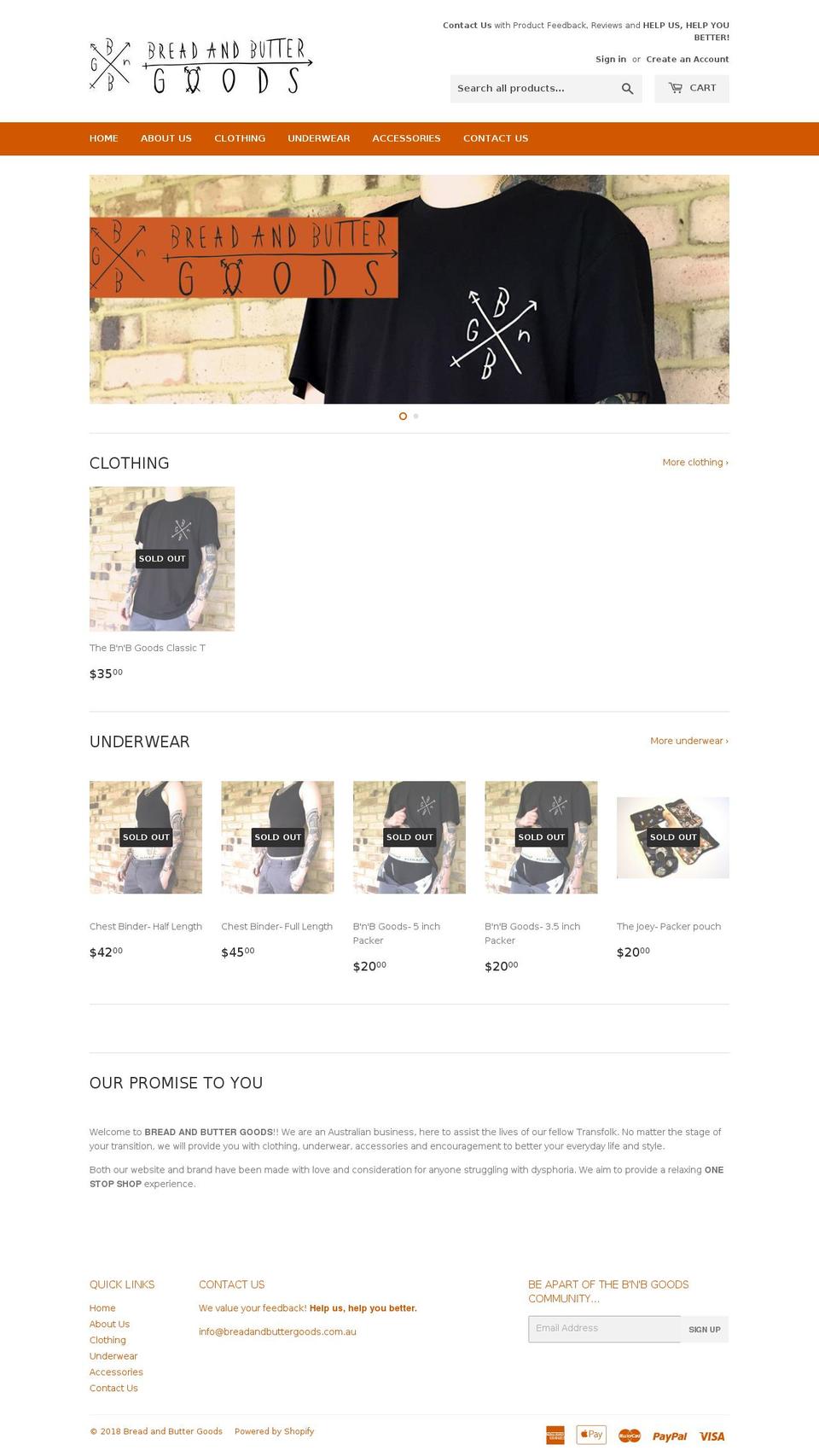 breadandbuttergoods.com — Shopify storefront screenshot