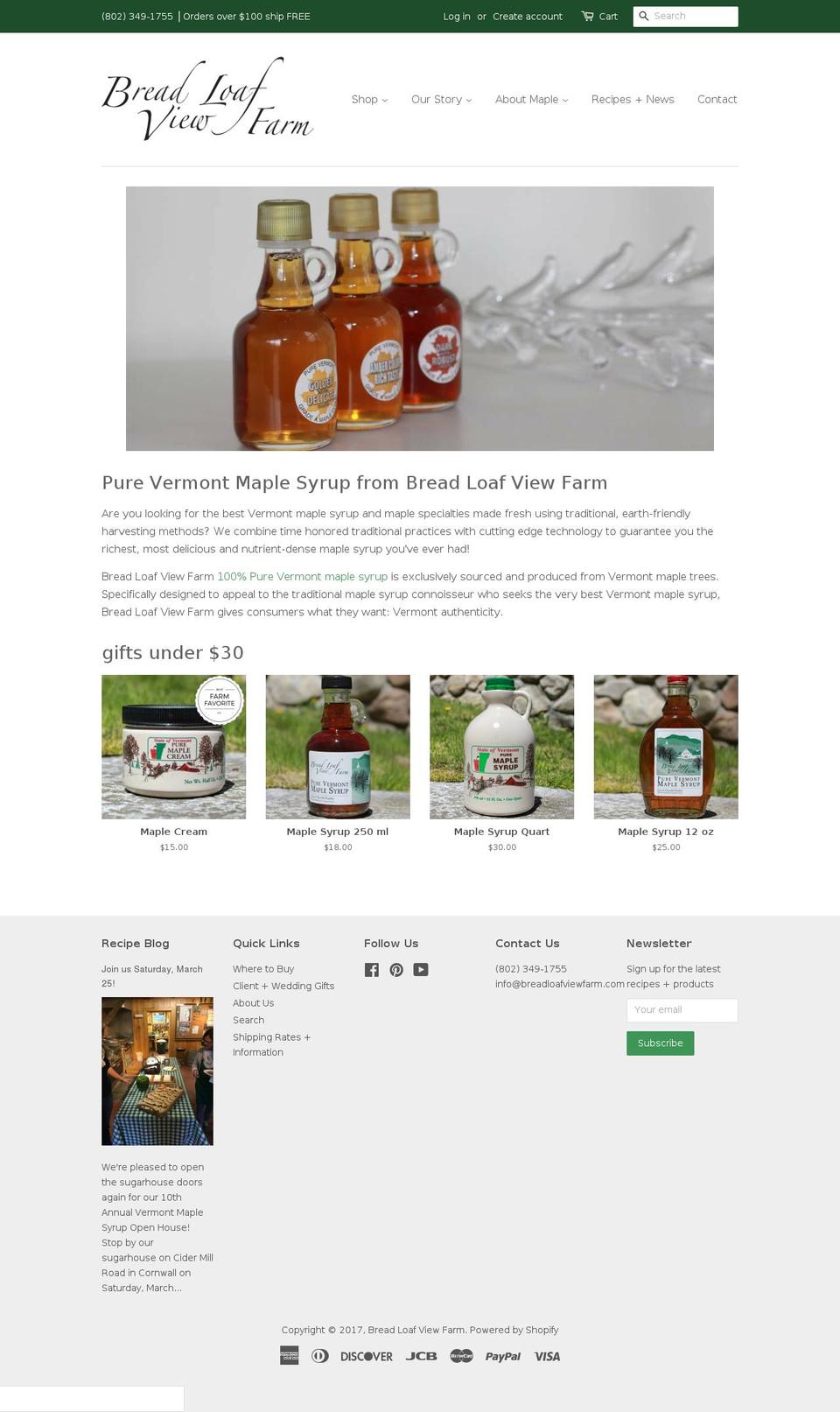 breadloafviewfarm.com shopify website screenshot