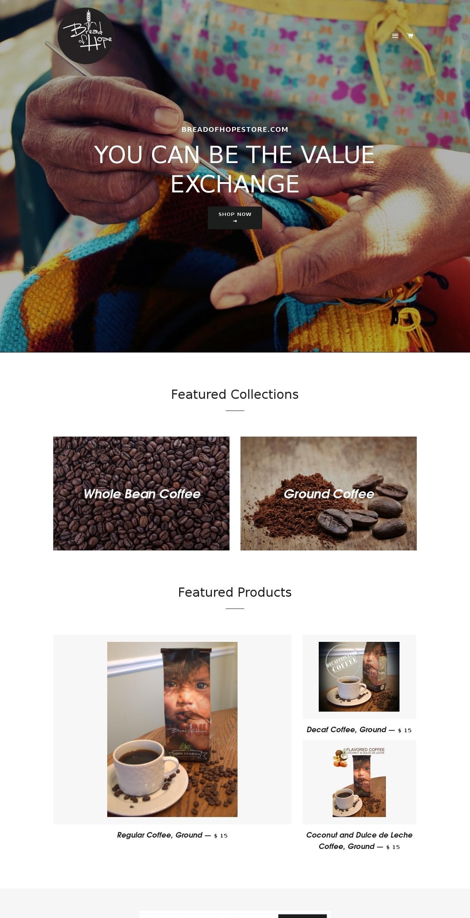 breadofhopestore.com — Shopify storefront screenshot