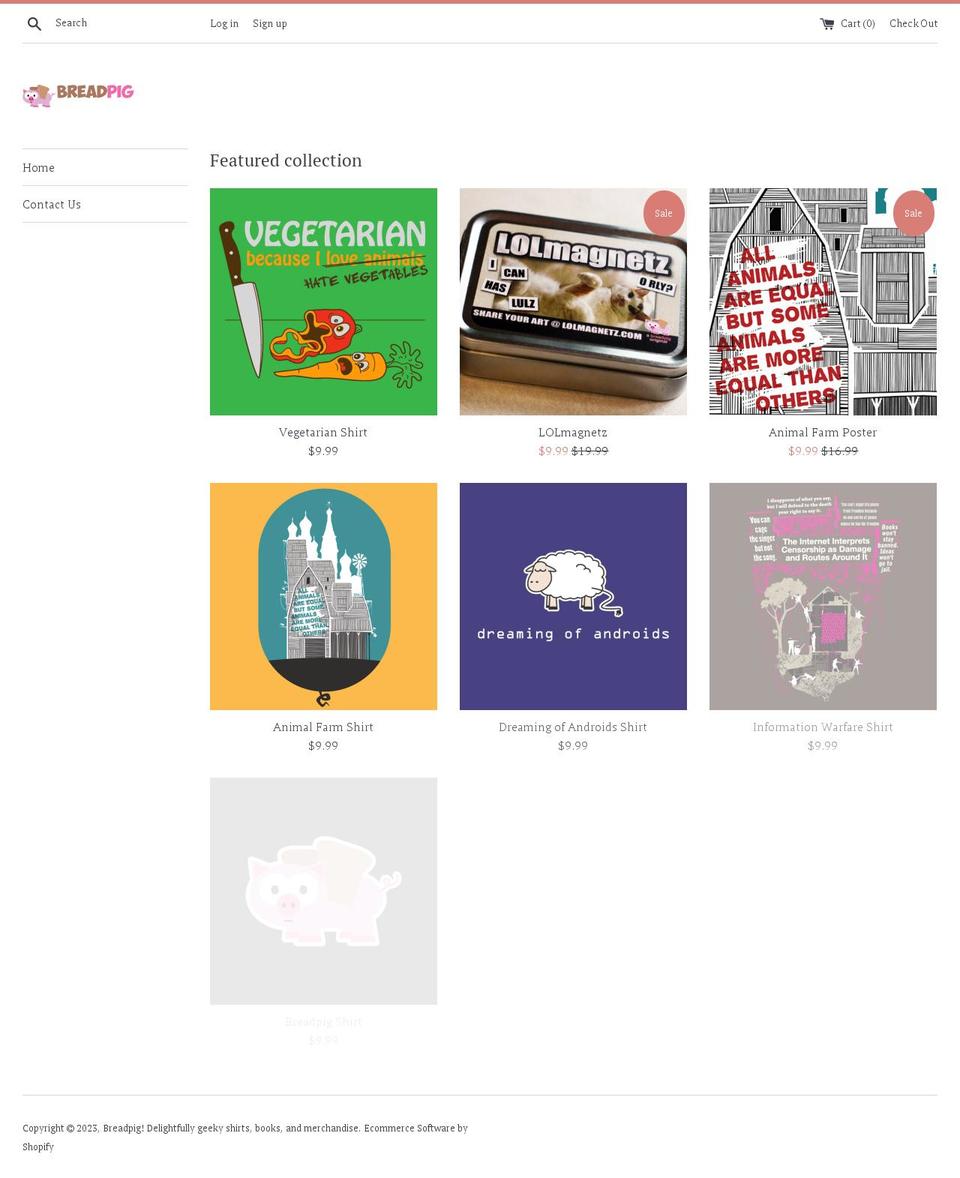 breadpig.myshopify.com shopify website screenshot