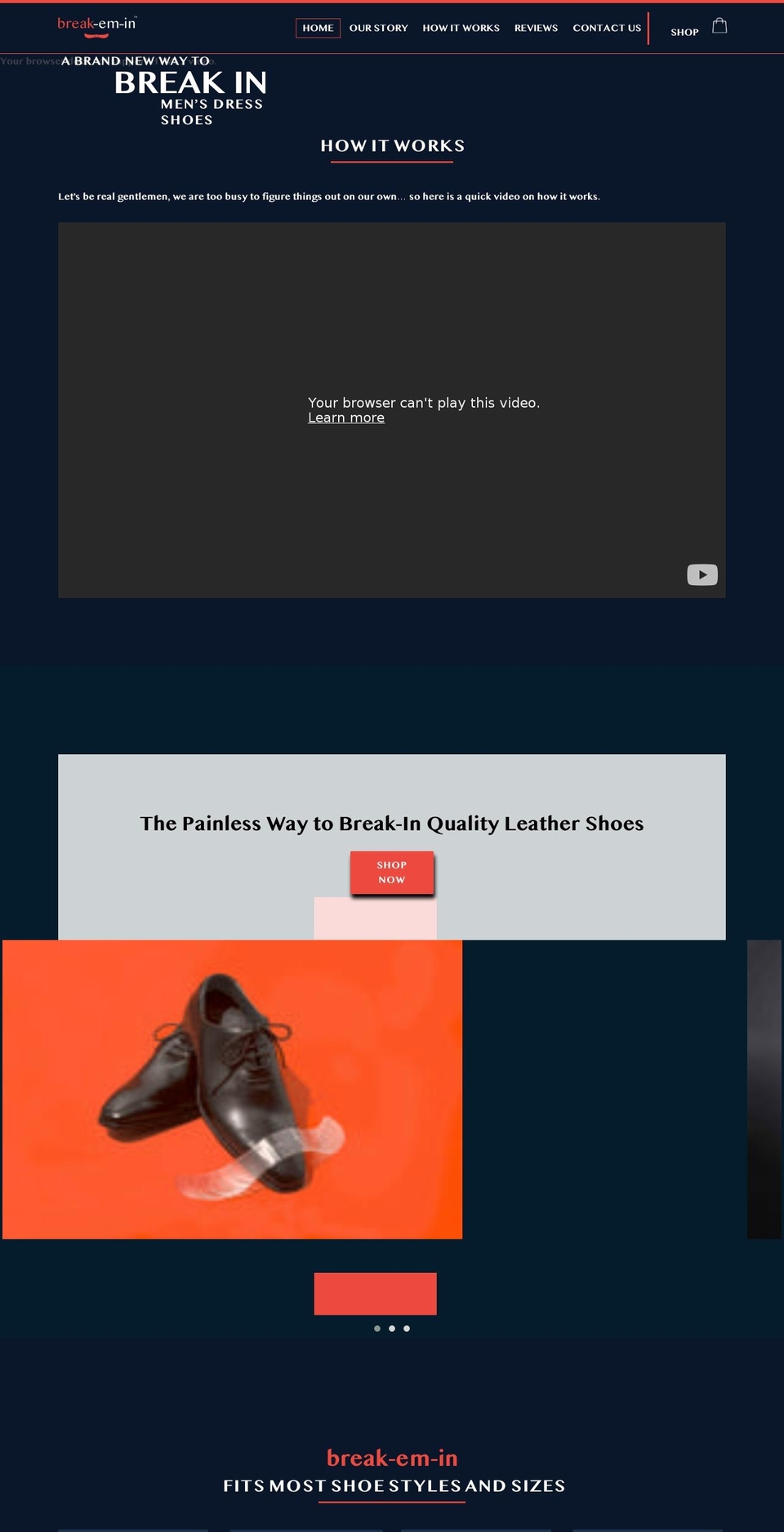 break-em-in.com shopify website screenshot