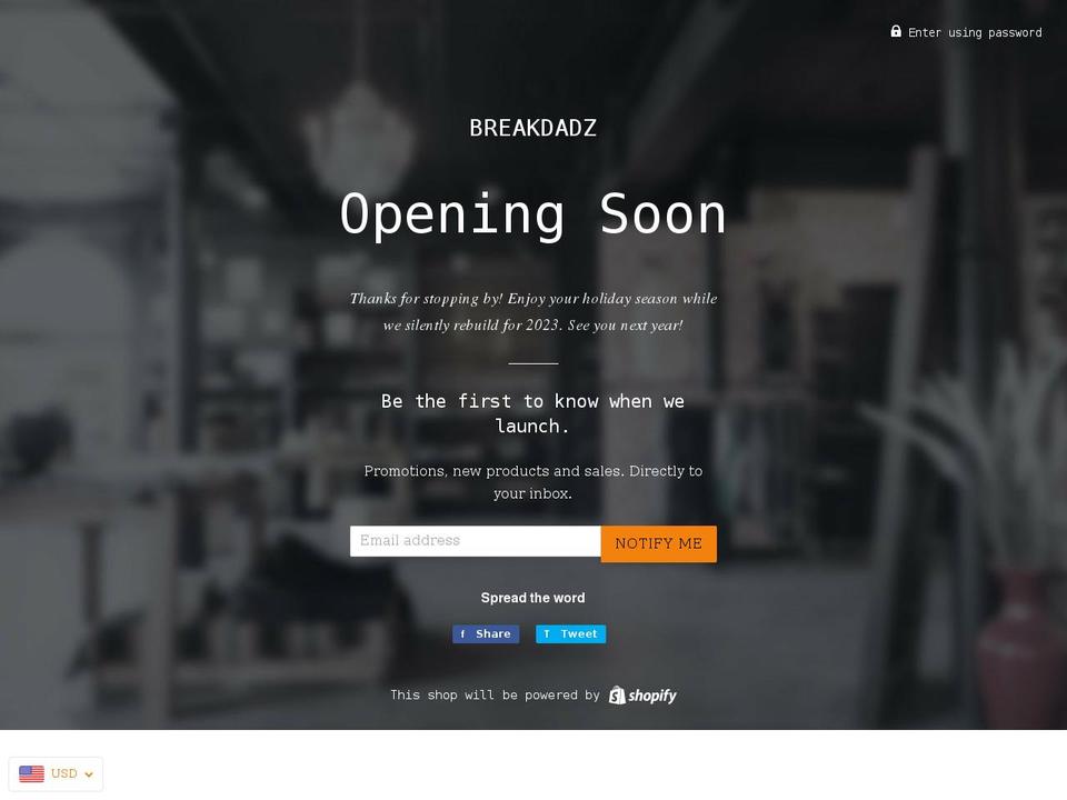 breakdadz.com shopify website screenshot
