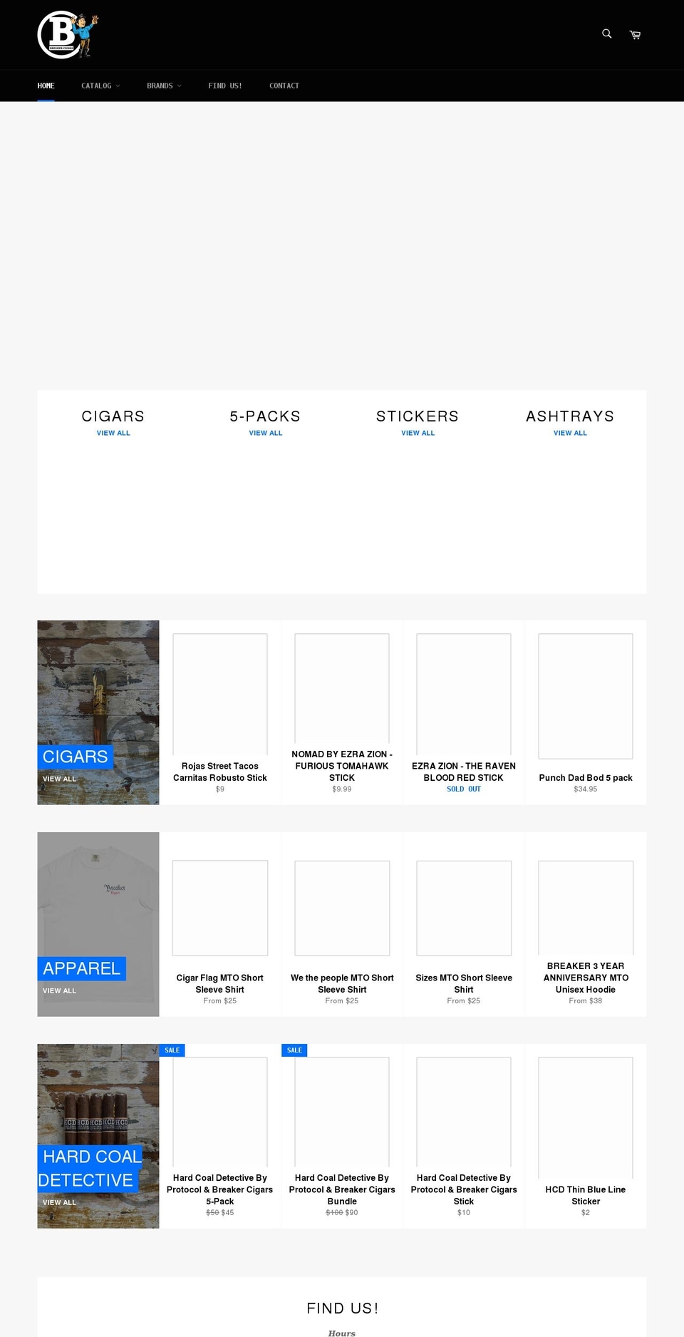 breakercigars.com shopify website screenshot