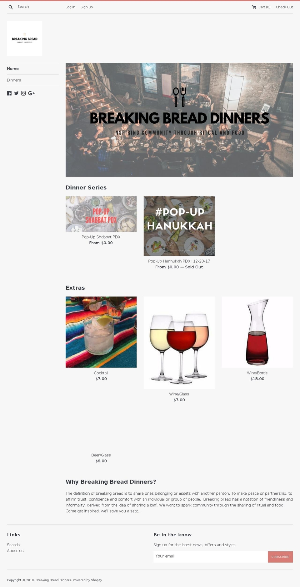 breakingbreaddinners.com — Shopify storefront screenshot