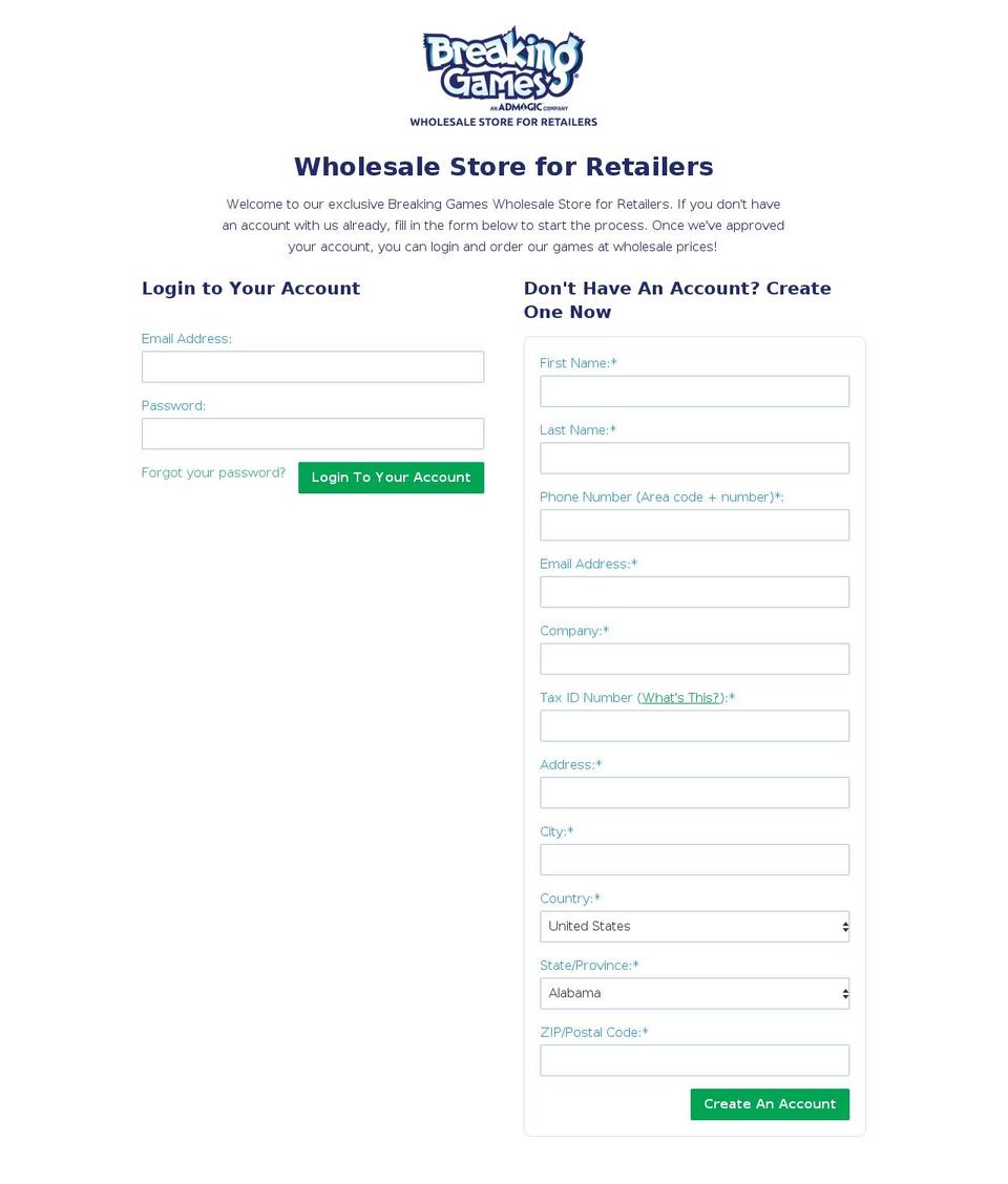breakinggamesonline.com shopify website screenshot