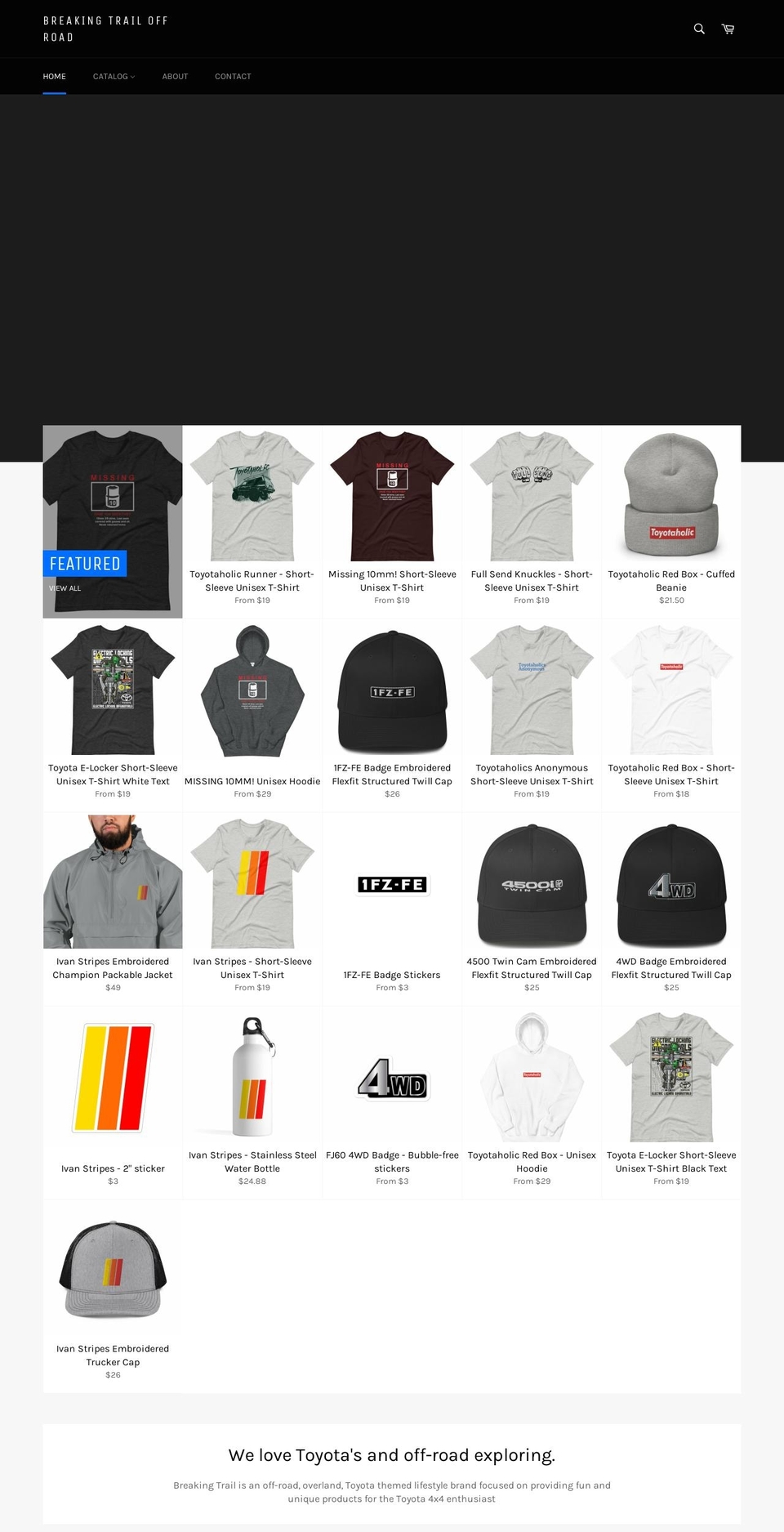 breakingtrailoffroad.com shopify website screenshot