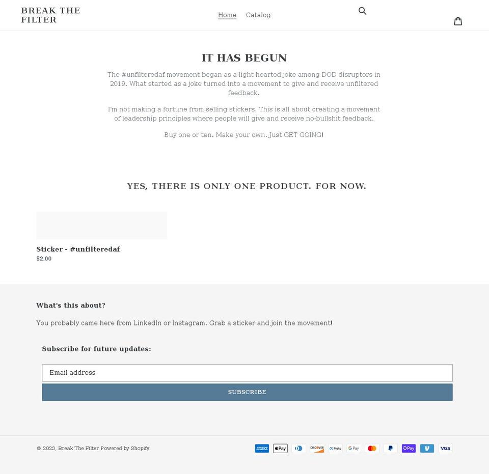 breakthefilter.com shopify website screenshot