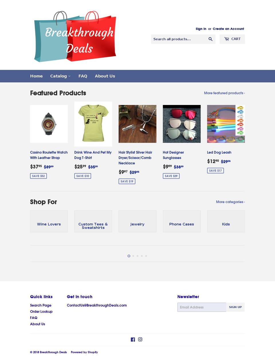 breakthroughdeals.com — Shopify storefront screenshot