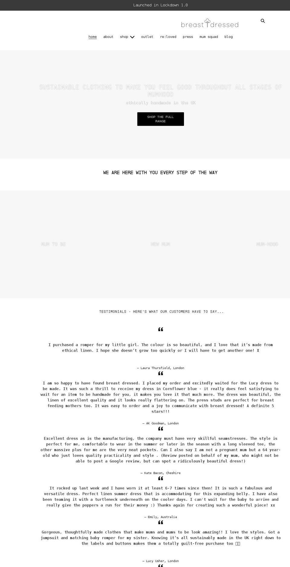 breastdressed.co.uk shopify website screenshot