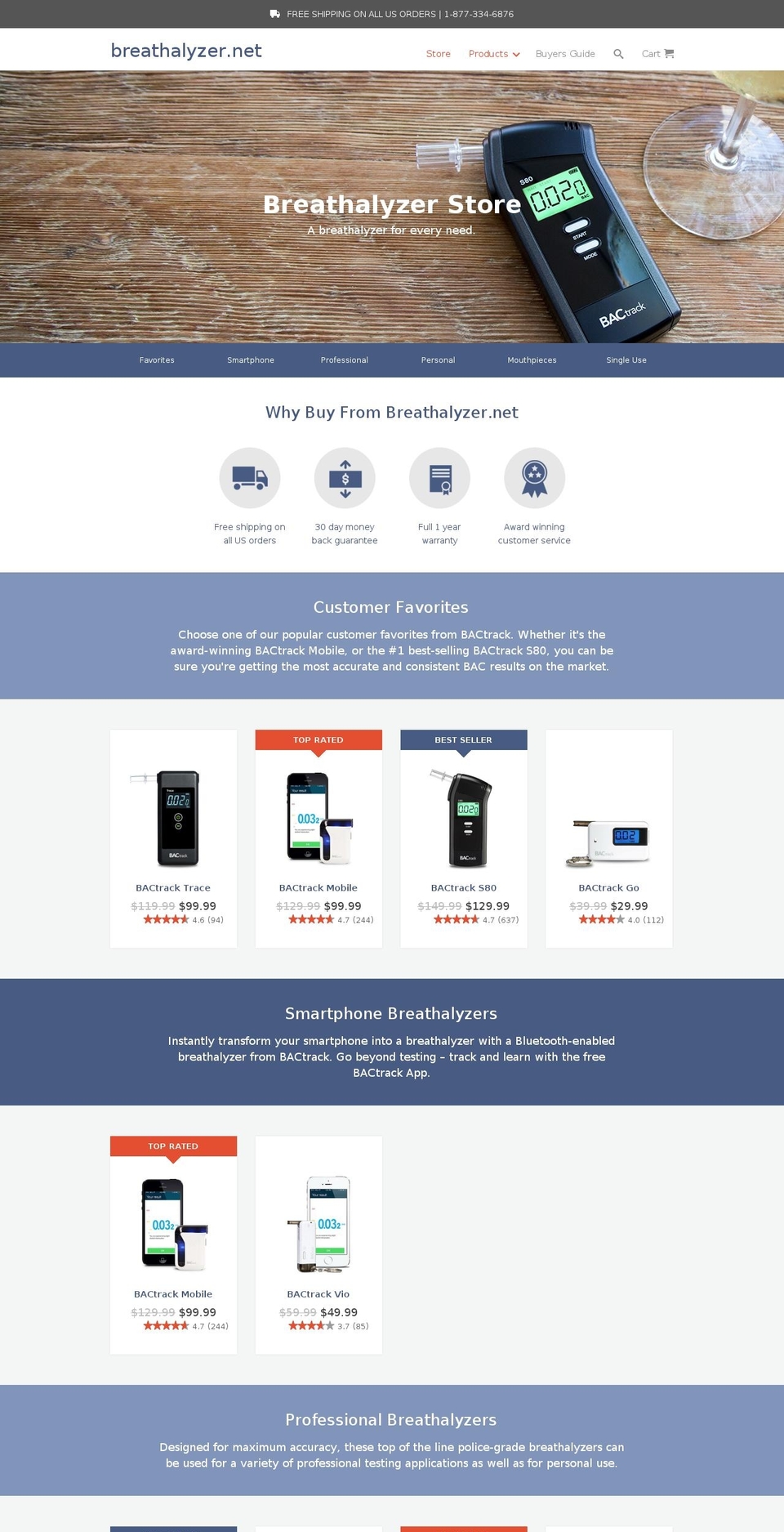 Breathalyzer 1.1 Shopify theme site example breathalcoholtester.com