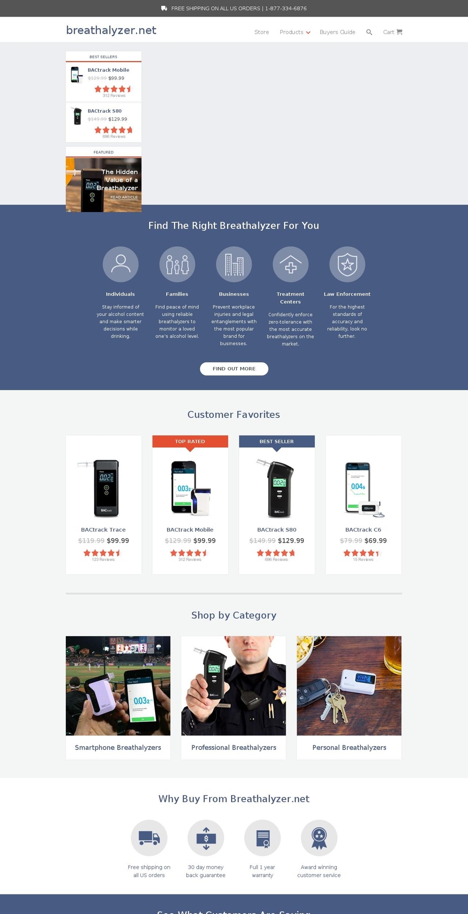 Breathalyzer 1.1 Shopify theme site example breathalyzers.net