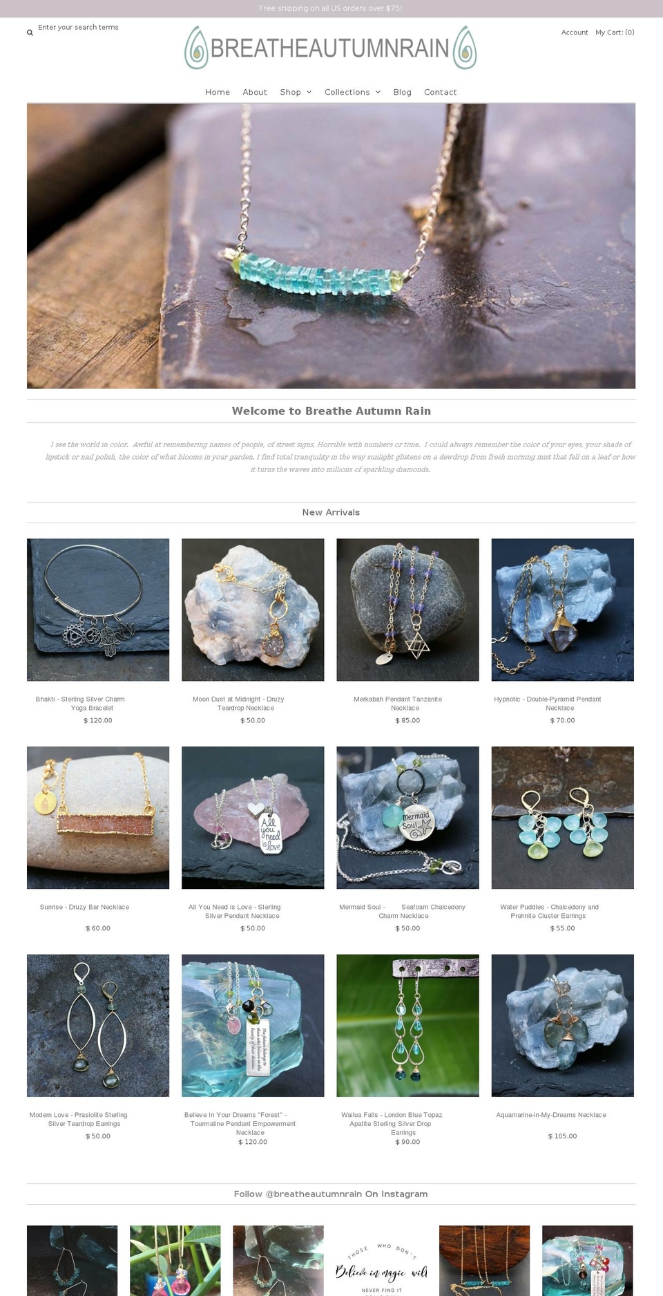 breatheautumnrain.com shopify website screenshot