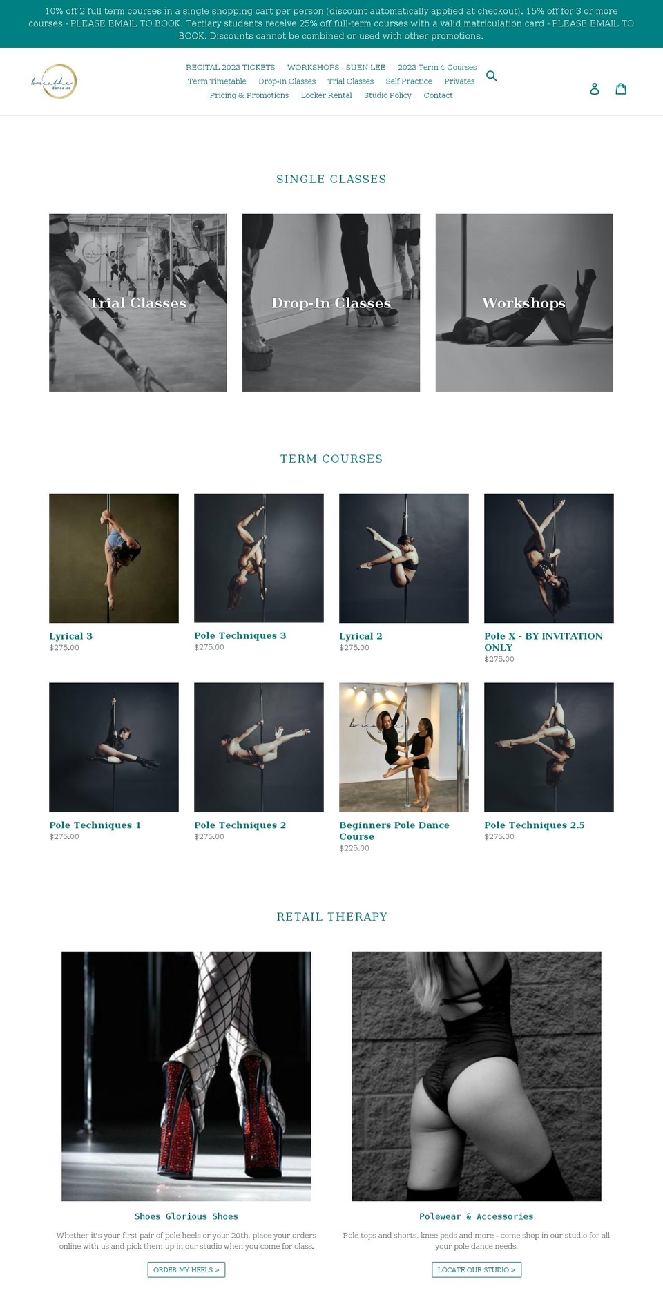 breathedance.co shopify website screenshot