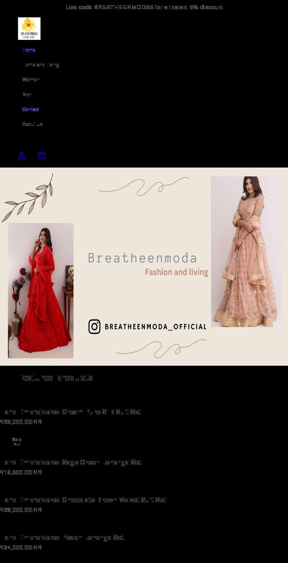 breatheenmoda.com shopify website screenshot