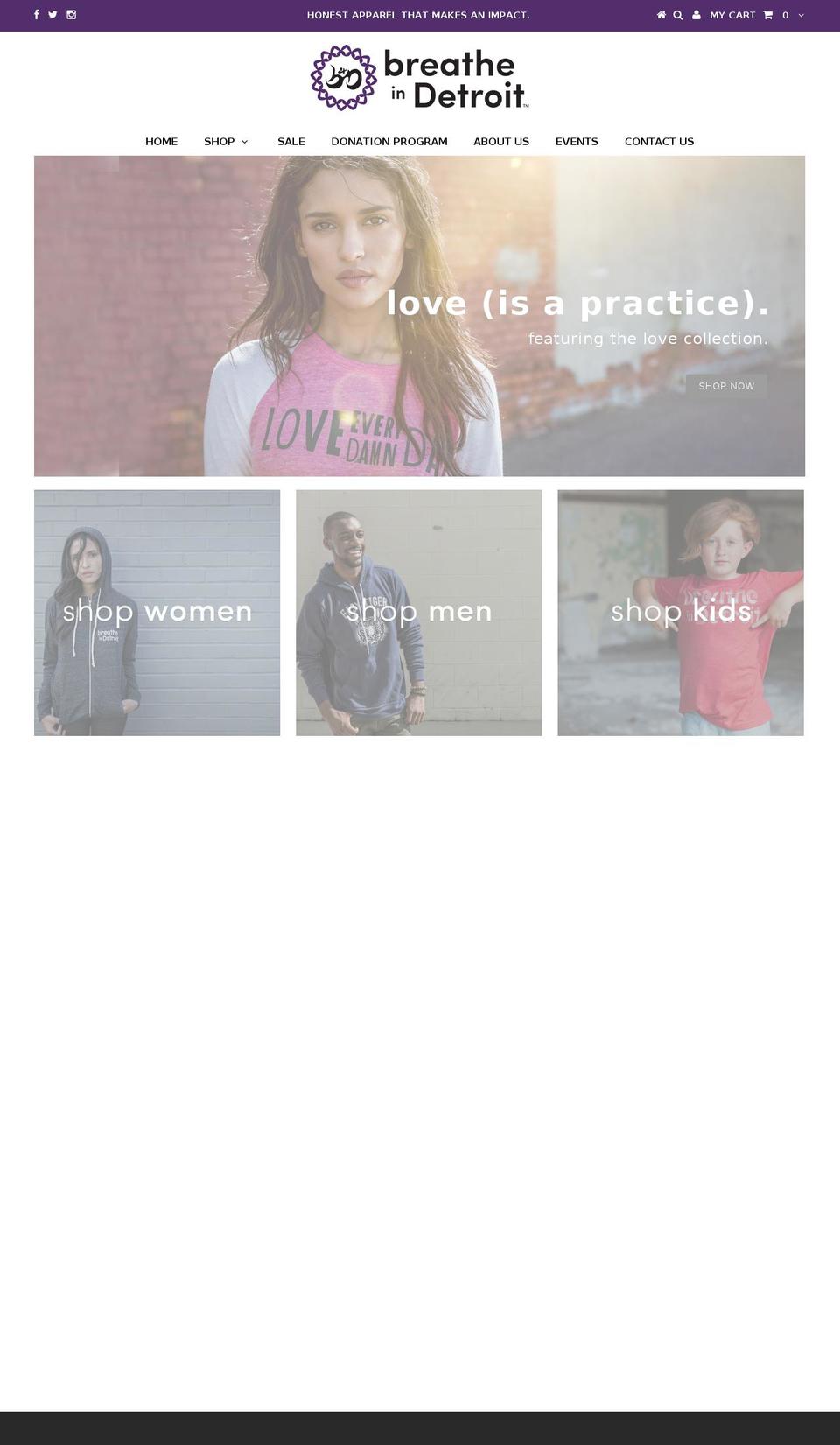 breatheindetroit.com shopify website screenshot