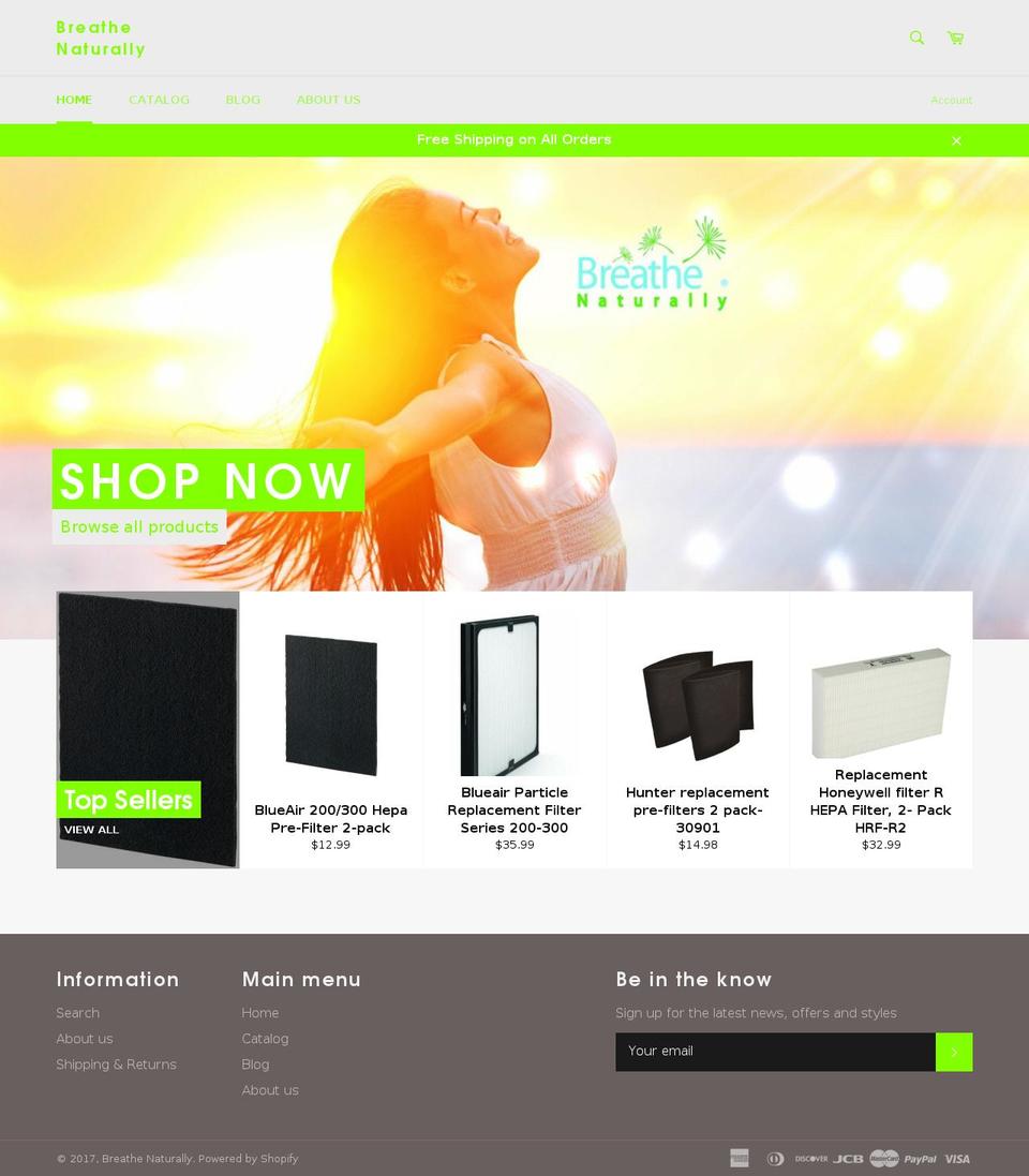 breathenaturally.com shopify website screenshot