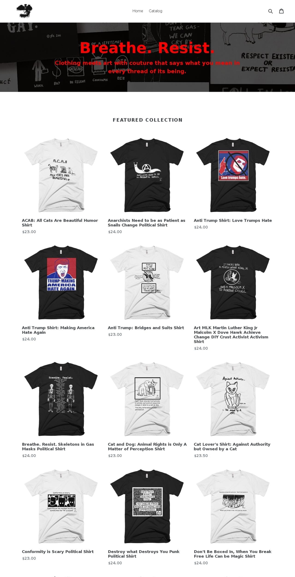 breatheresist.com shopify website screenshot