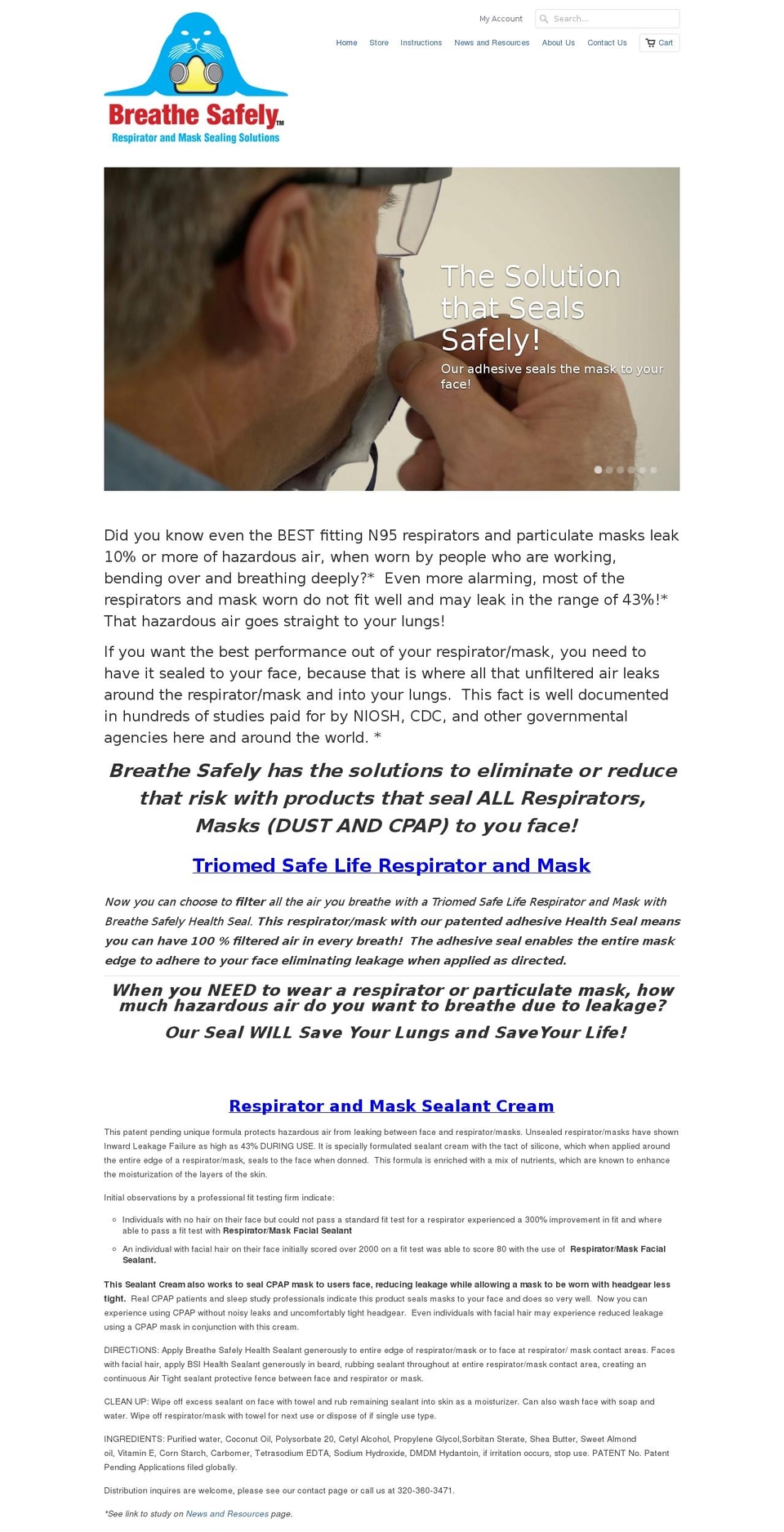 breathesafelyinc.com — Shopify storefront screenshot