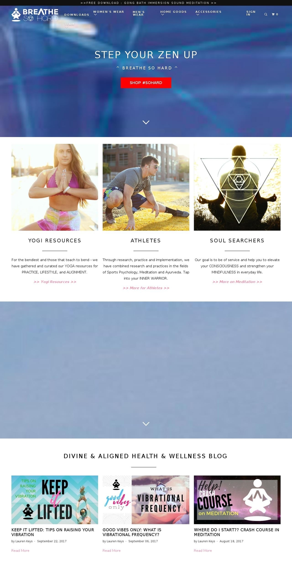 breathesohard.com — Shopify storefront screenshot