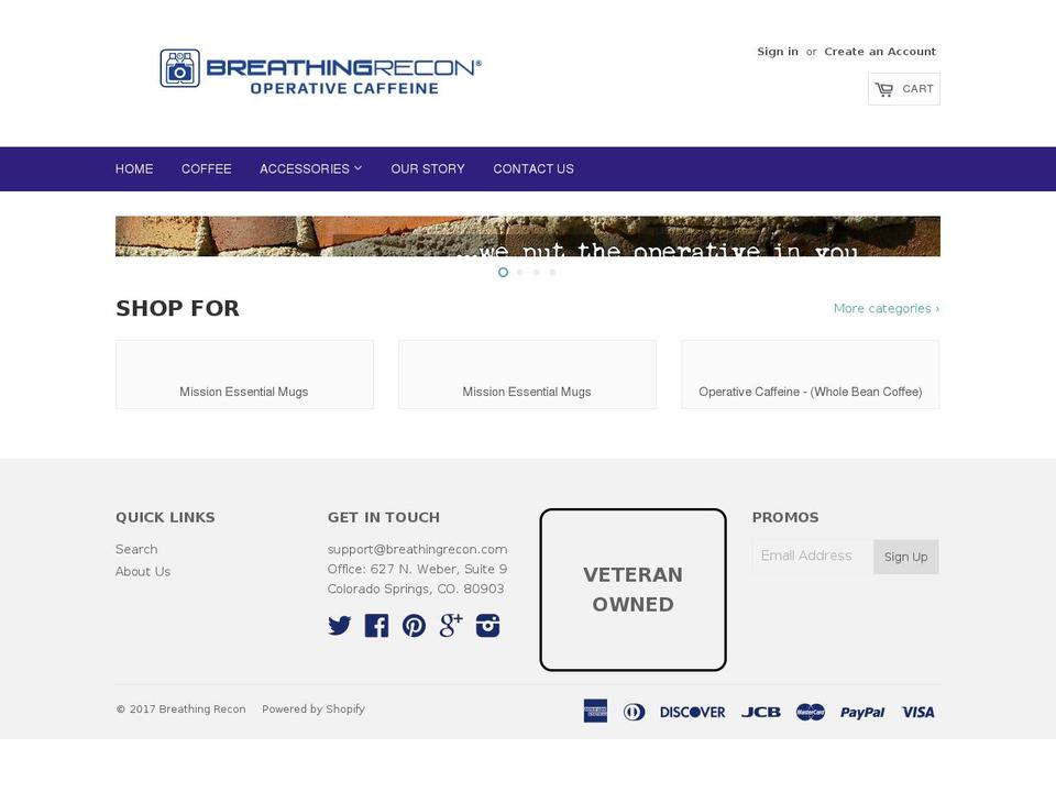 breathingrecon.com shopify website screenshot