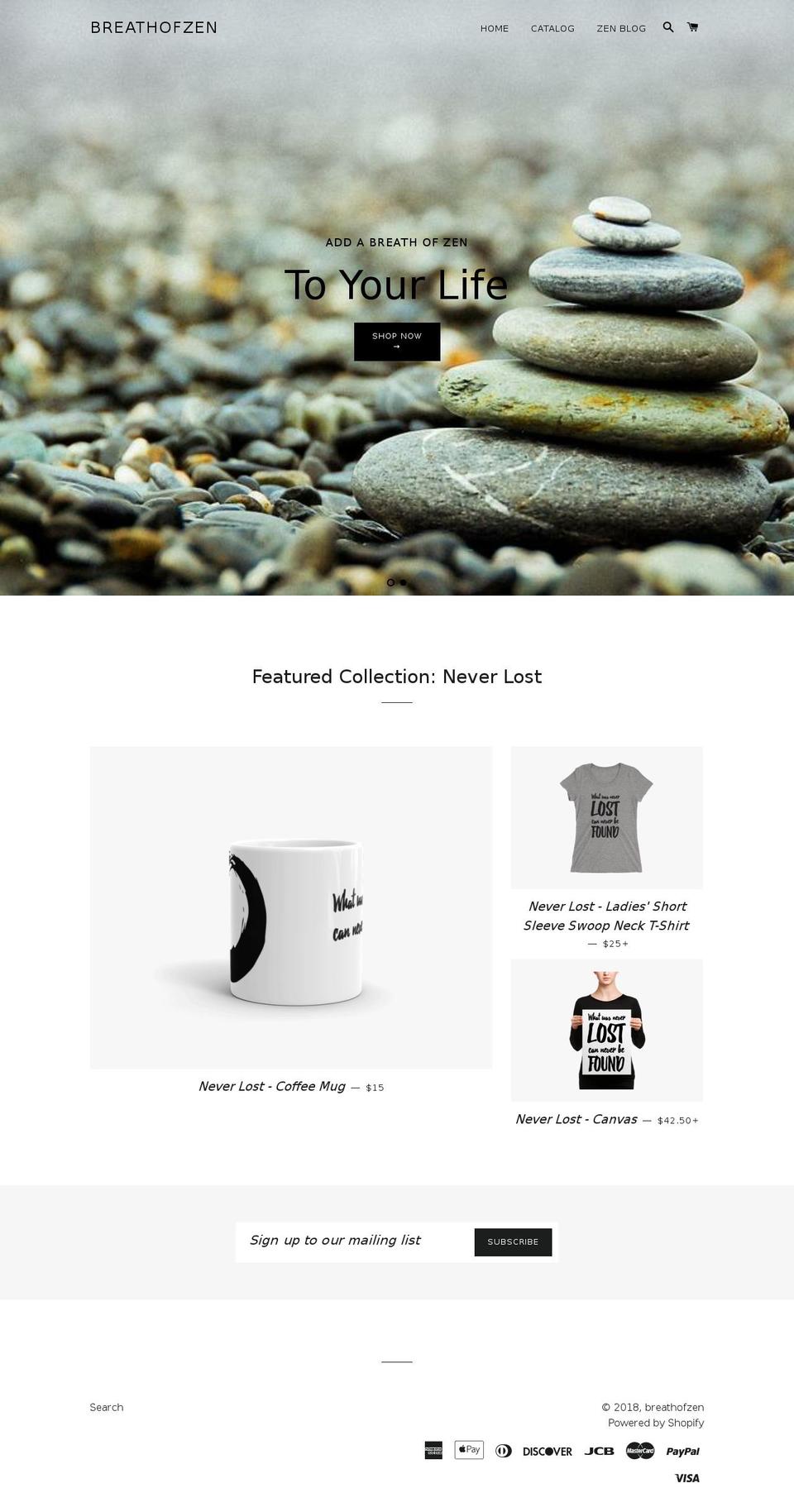 breathofzen.com — Shopify storefront screenshot