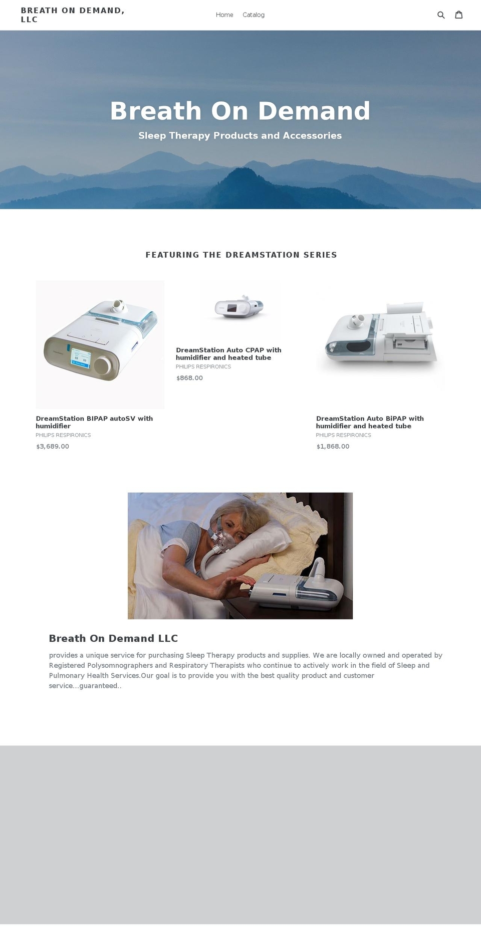 breathondemand.net shopify website screenshot